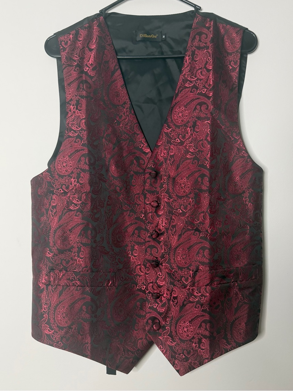 Diba Burgundy Paisley V-Neck Dress Vest